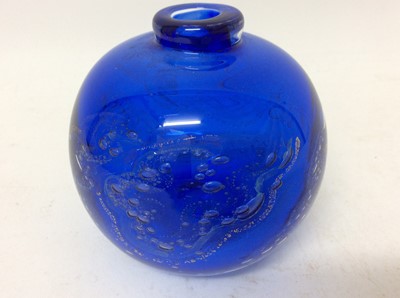 Lot 1215 - Two Mdina glass vases, Sally Penn-Smith signed art glass vase and eight coloured glass bird paperweights