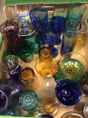 Lot 1216 - Selection of coloured glass vase, bowls and drinking glasses - 3 boxes