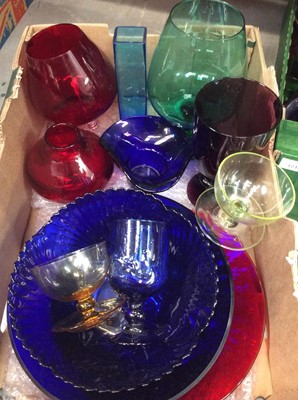 Lot 1216 - Selection of coloured glass vase, bowls and drinking glasses - 3 boxes