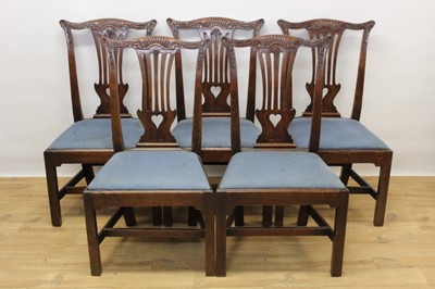 Lot 917 - Set of five George II mahogany dining chairs