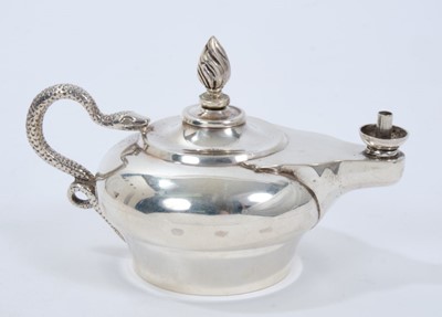 Lot 202 - Victorian silver Aladdins lamp table lighter