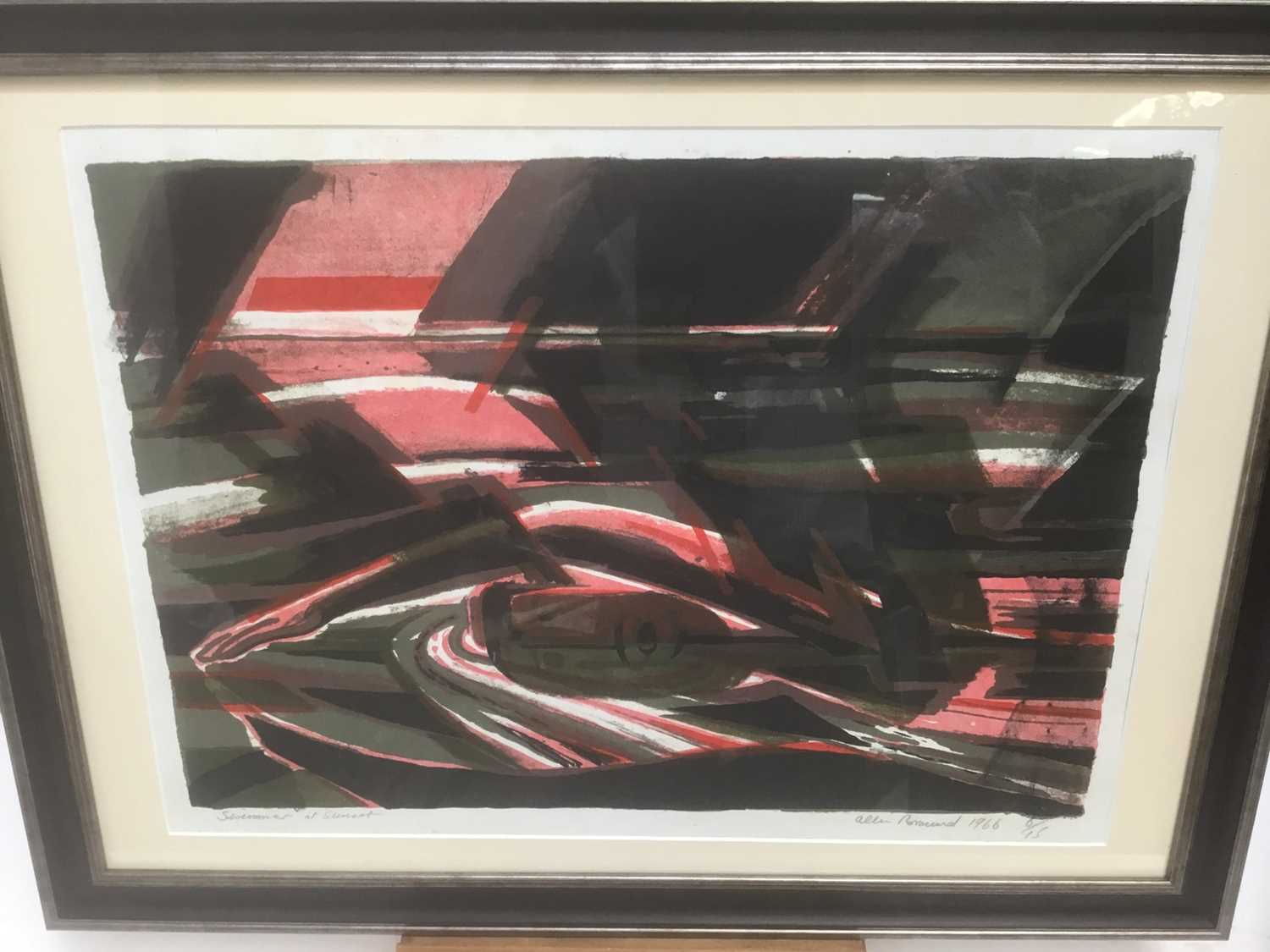 Lot 184 - Allin Braund (1915-2004) print 'Swimmer at sunset' 1966, numbered 6/15