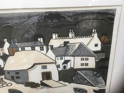 Lot 101 - Graham Clarke (b. 1941) woodcut, 1967, 'Cadgwith’ numbered 31/50