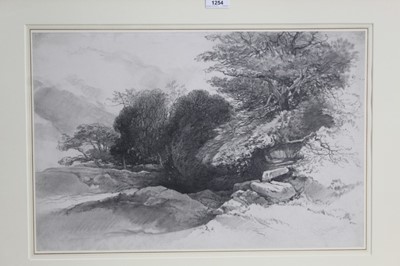 Lot 1254 - Robert Leman (1799-1863) pencil and black chalk, landscape study, signed and dated 1860