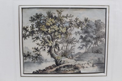 Lot 1252 - John Claude Nattes (1765-1832) watercolour, figures in wooded landscape