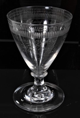 Lot 118 - Late 18th century unusual glass rummer with engraved message