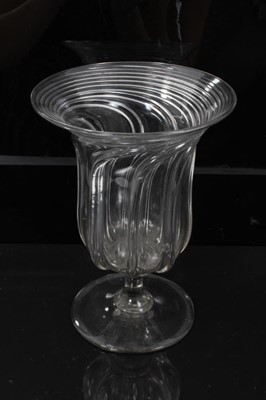 Lot 119 - Unusual Georgian moulded glass celery vase, a further Georgian celery vase, rummer and tumbler (4)