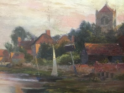 Lot 108 - Frank Dickson (1852-1936) oil on canvas, harbour scene, possibly Bosham