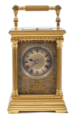 Lot 652 - Good quality 19th century French brass repeating carriage clock