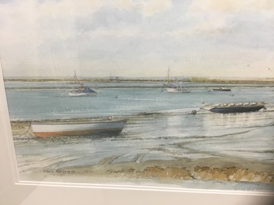 Lot 69 - Edwin Meayers (b.1927) watercolour - West Mersea, signed, inscribed and dated '07, 42cm x 67cm, in glazed frame
