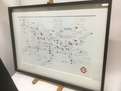 Lot 74 - Mike Read, contemporary, signed limited edition artists proof print - Choc-Art, Smarties Tube Map, 1/25, 52cm x 81cm, in glazed frame