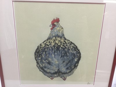Lot 83 - Contemporary limited edition coloured print - A Chicken, 25/75, indistinctly signed, 36cm x 34cm, in glazed frame