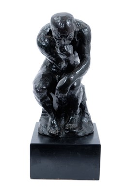 Lot 812 - After Rodin, bronzed composition sculpture - The Thinker