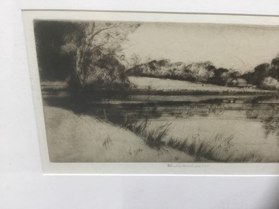 Lot 262 - John George Matheison (act. 1918-1940) signed etching - Loch Ard, 9cm x 24cm, in glazed frame