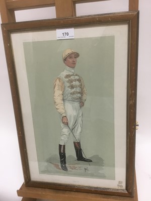 Lot 145 - Edwardian Vanity Fair lithograph - the jockey Danny Maher, 38cm x 25cm, in glazed frame