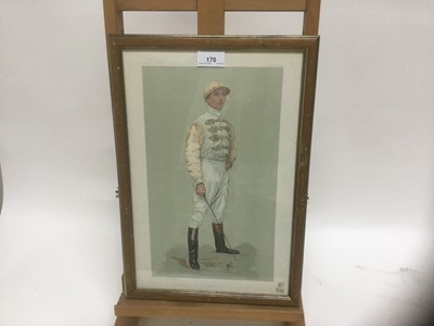 Lot 263 - Edwardian Vanity Fair lithograph - the jockey Danny Maher, 38cm x 25cm, in glazed frame