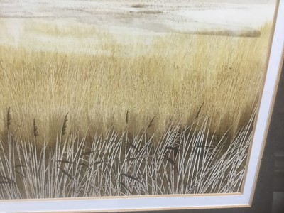 Lot 255 - Kathleen Caddick (b.1937) mixed media on paper - Old River Bed, monogrammed, titled verso, 24cm x 36cm, in glazed frame
