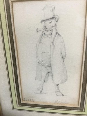 Lot 60 - Henry Bonaventure Monnier (1805-1877) three pencil sketch caricatures of figures, two signed, 14.5cm x 9.5cm, 10cm x 6cm and 6cm square, each in glazed gilt frame (3)