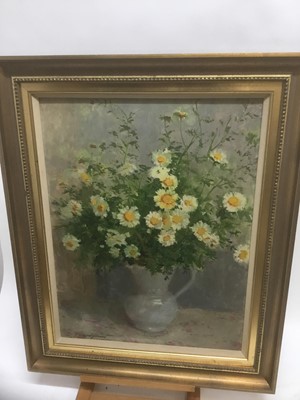 Lot 266 - Lucien Henri Grandgerard (1880-1970) oil on board - still life daisies in a jug, signed, 63cm x 49cm, framed