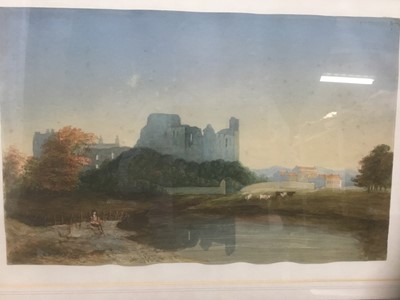 Lot 268 - E. Harwood, 19th century, watercolour - castle ruins beside a river, signed and dated 1837, 31cm x 49cm, in glazed gilt frame