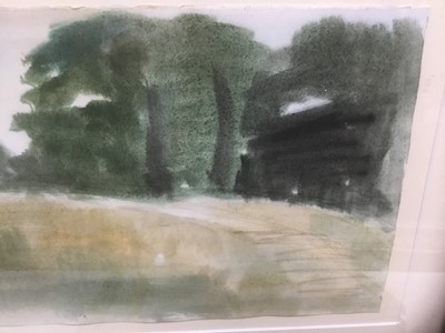 Lot 283 - Marcia Blakenham (b. 1946), watercolour - Landscape, signed and dated 2018 verso, 23cm x 39cm, in glazed frame