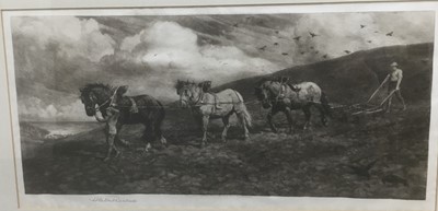Lot 292 - Herbert Thomas Dicksee (1862-1942) signed etching on vellum - 'Against Wind and Open Sky', published 1900 by Frost & Reed, 28cm x 58cm, in glazed gilt frame