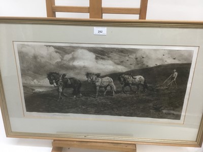 Lot 255 - Herbert Thomas Dicksee (1862-1942) signed etching on vellum - 'Against Wind and Open Sky', published 1900 by Frost & Reed, 28cm x 58cm, in glazed gilt frame