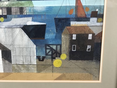 Lot 1099 - Henry Collins (1910-1994) mixed media, Tollesbury - coastal scene with tower, signed and dated ‘91