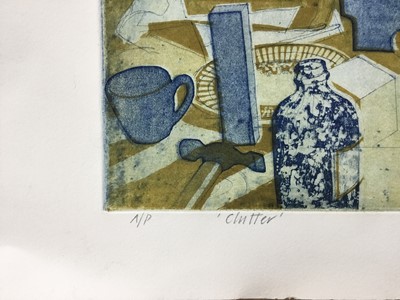 Lot 1102 - Richard Bawden (b. 1936) etching and aquatint in colours, Clutter, signed, artists proof, unframed.