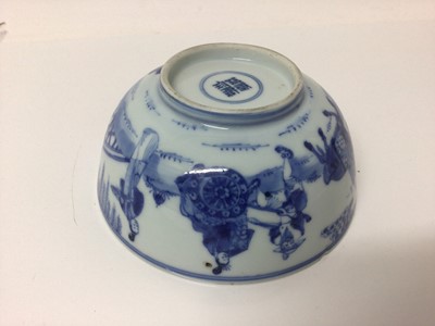 Lot 2 - Chinese Kangxi porcelain jug and cover with later silver mount, together with a bowl (2)