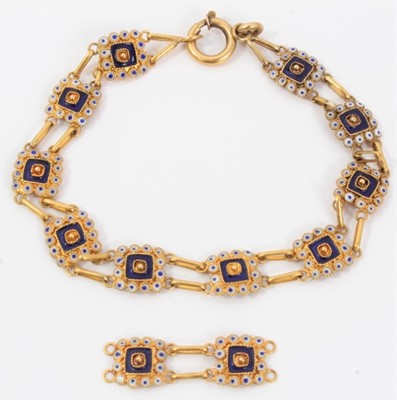 Lot 531 - 19th century Continental gold and enamel bracelet