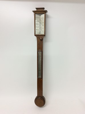 Lot 671 - Elliott Bros. Victorian stick barometer in oak case