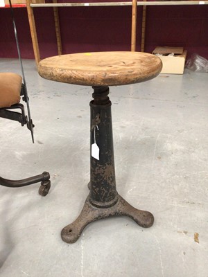 Lot 859 - Vintage machinists industrial chair, together with a machinists stool