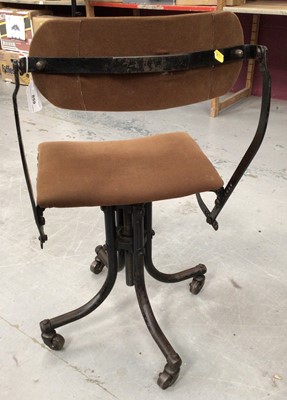 Lot 859 - Vintage machinists industrial chair, together with a machinists stool