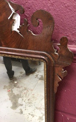 Lot 861 - George I style mahogany fret carved wall mirror, 69 x 40cm