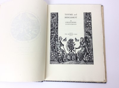 Lot 15 - Christopher Sandeman - Thyme and Bergamot, illustrated by John O'Connor, Dropmore Press, 1947, numbered 179/550, with dust jacket, 27cm high
