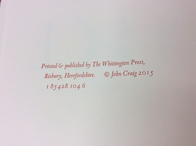 Lot 64 - John Craig - Venice, Whittington Press, 2015, 54/175