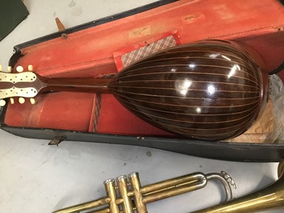 Lot 226 - Late 19th century Italian mandolin in original case and a Boosey & Hawkes "78" trumpet