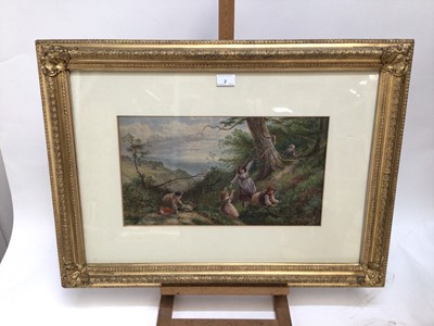 Lot 2 - After Miles Birket Foster, Edwardian coloured print - Picking Wild Flowers, 25cm x 45cm, in 19th century gilt frame