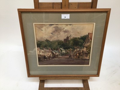 Lot 9 - B. M. Steel, watercolour - Townscape, signed and dated 1924, 24cm x 29cm, in glazed frame