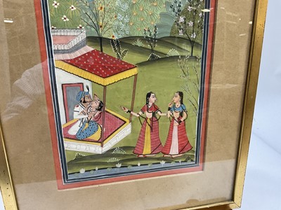 Lot 10 - Indian School gouache - The Lovers, 27cm x 21cm, in glazed gilt frame