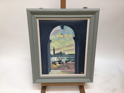 Lot 12 - English School, contemporary, oil on canvas - 'From The Piazzetta', initialled BC, 37cm x 29cm, in painted frame