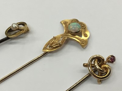 Lot 726 - Three Edwardian stick pins