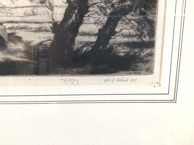 Lot 31 - William Palmer Robins (1882-1959) signed etching - Footbridge at Dedham, dated 1915, 14cm x 18cm, in glazed frame