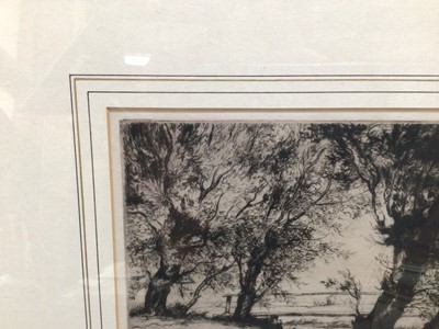 Lot 31 - William Palmer Robins (1882-1959) signed etching - Footbridge at Dedham, dated 1915, 14cm x 18cm, in glazed frame