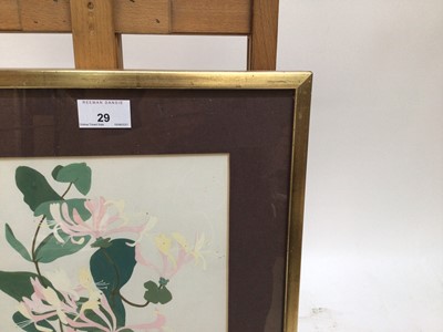 Lot 29 - Sonia York, 20th century, gouache - Honeysuckle, signed, 21cm x 20cm, in glazed gilt frame
