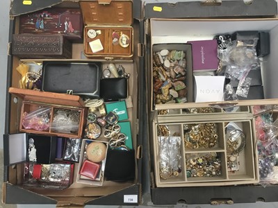 Lot 738 - Two boxes of vintage costume jewellery and bijouterie