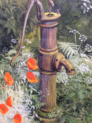 Lot 14 - Charles Clifford Turner, watercolour and gouache - The Village Pump, signed, 54cm x 37cm, in glazed gilt frame