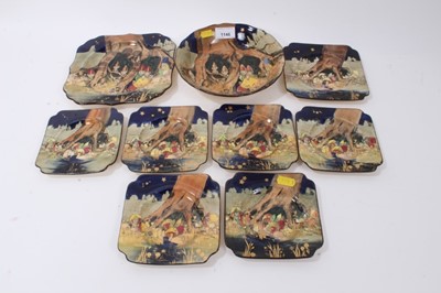 Lot 1146 - Charles Noke- set of Royal Doulton 'Gnomes & Munchkins' series ware dessert/sandwich set, pattern D4697,  9 pieces