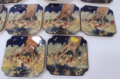 Lot 1146 - Charles Noke- set of Royal Doulton 'Gnomes & Munchkins' series ware dessert/sandwich set, pattern D4697,  9 pieces